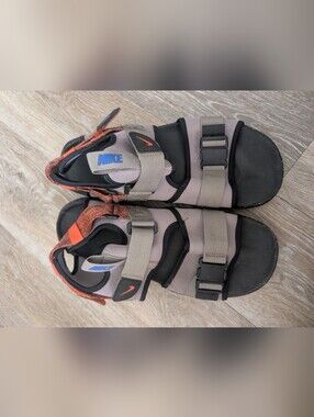Nike Men's Gray and Orange Adjustable Sport Sandals